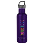 Bouteille d'eau en acier inoxydable violet avec lo