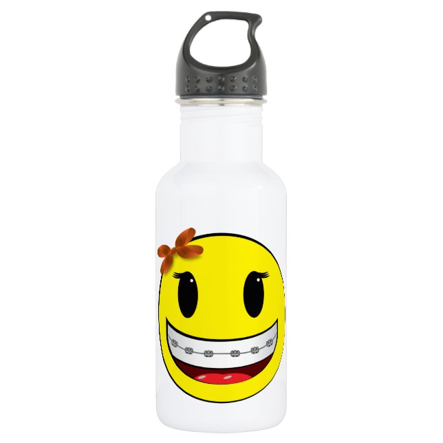 Bouteille D'eau En Acier Inoxydable visage avec des croisillons - fille (Devant)