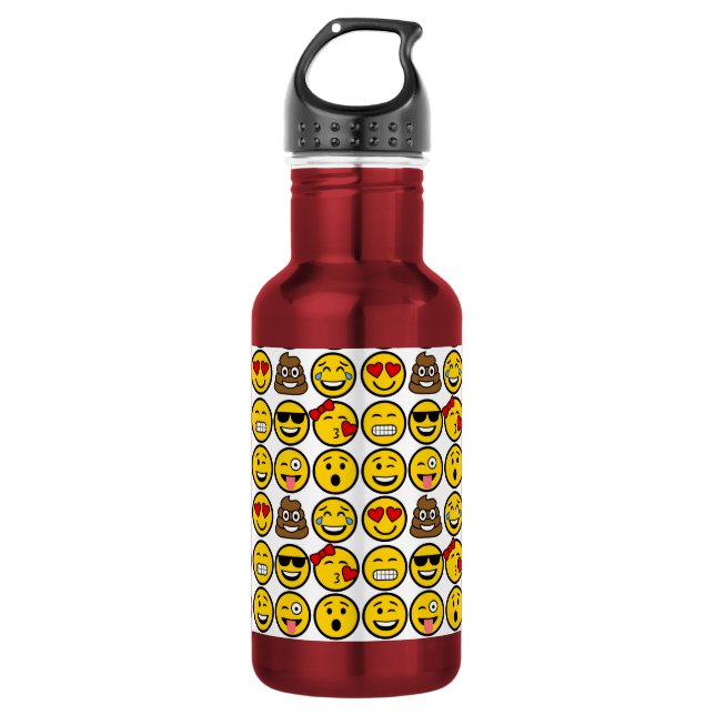 Bouteille D'eau En Acier Inoxydable Visages d'émotion de motif d'Emoji d'amusement (Devant)
