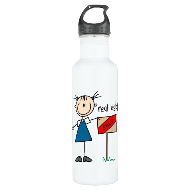 Bouteille D'eau En Acier Inoxydable Vrai agent immobilier (Devant)