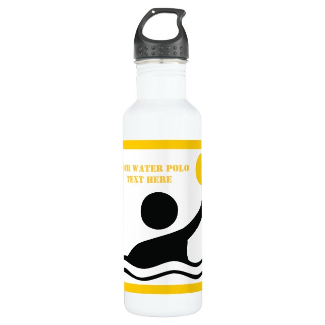 Bouteille D'eau En Acier Inoxydable Water polo player black silhouette custom (Devant)