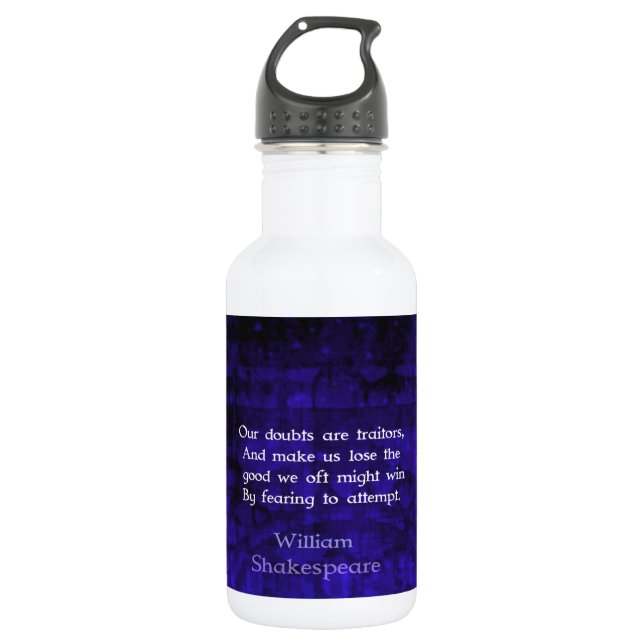 Bouteille D'eau En Acier Inoxydable William Shakespeare Citation Courage Inspirationne (Devant)