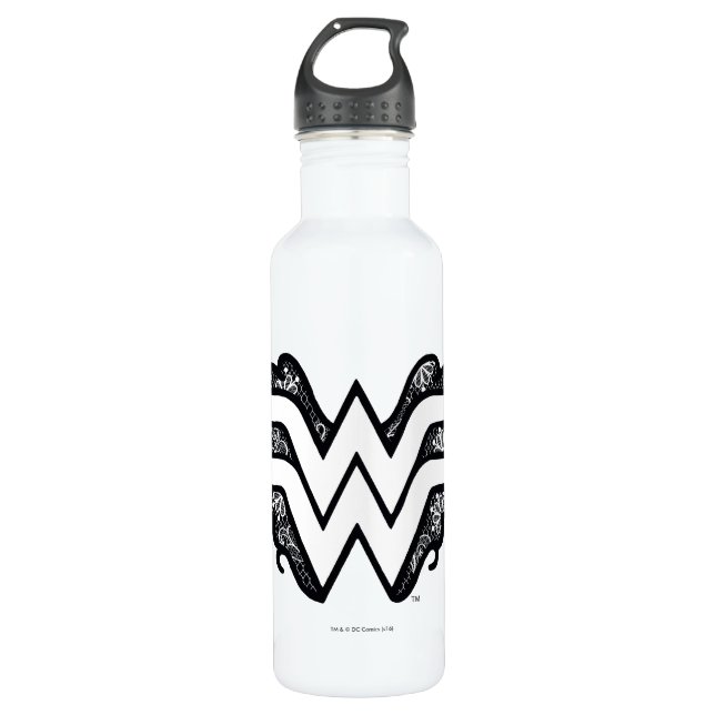 Bouteille D'eau En Acier Inoxydable Wonder Woman Black Lace Logo (Devant)