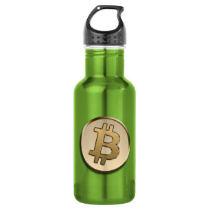 Bouteille d'eau en Bitcoin doré - VERT
