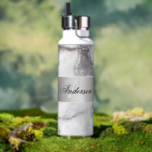 Bouteille d'eau en marbre noir et gris