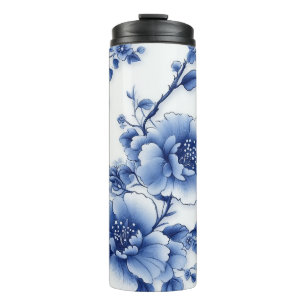 Bouteille d'eau en plastique bleu fleur