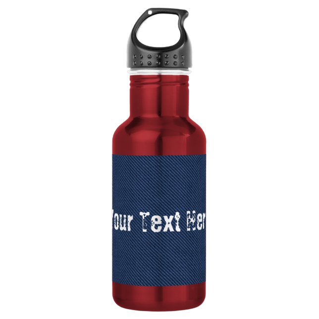 Bouteille d'eau en tissu de faux jeans Texte perso (Devant)