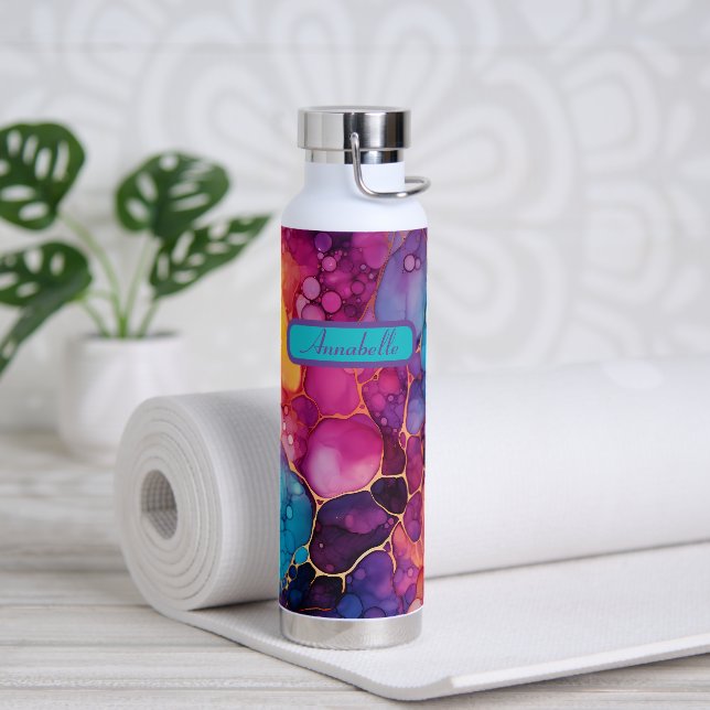 Bouteille D'eau Encre d'alcool Abstraite moderne - bleu violet ora (Yoga)