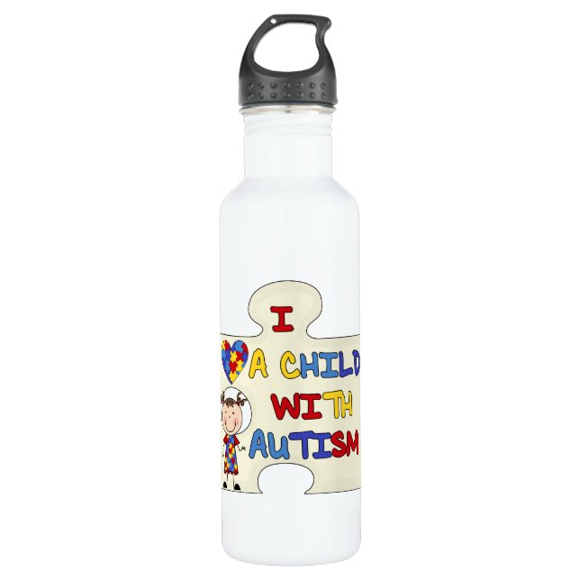 Bouteille D'eau Enfant avec l'autisme Brunette fille 2 (Devant)