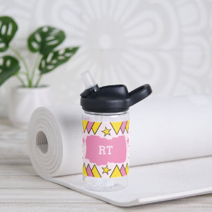 Bouteille D'eau Enfants ajouter initiales étoiles triangles rose j