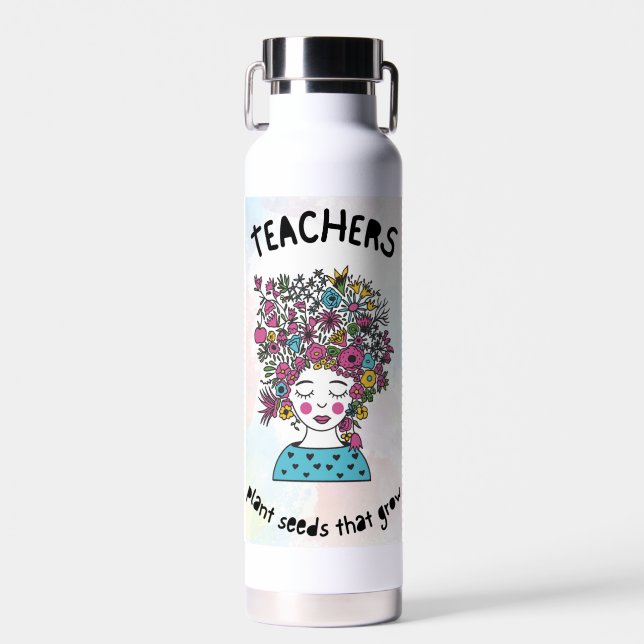 Bouteille D'eau Enseignants Plante Graines Enseignant Merci Cadeau (Avant)