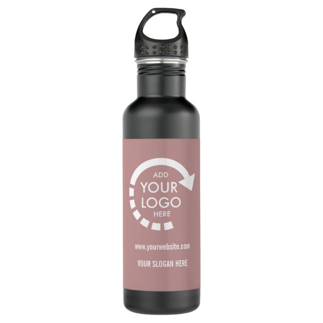 Bouteille D'eau Entreprise de logo personnalisé | Rose Taupe (Devant)