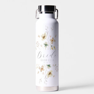 Bouteille D'eau Épouse personnalisée Fleur sauvage aquarelle