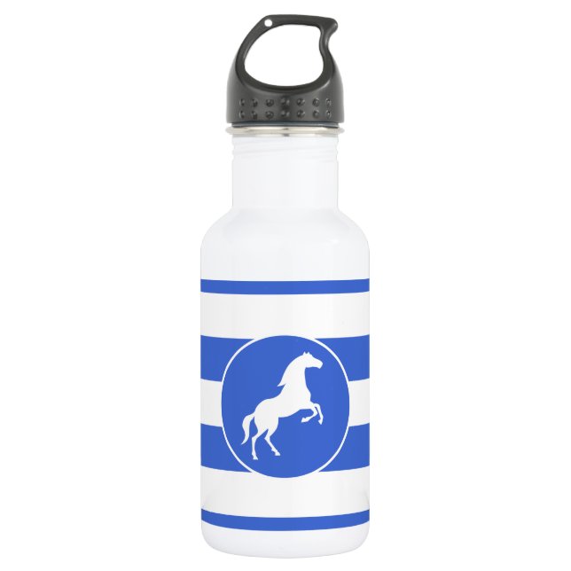 Bouteille D'eau Equestre; Royal Blue Stripes (Devant)
