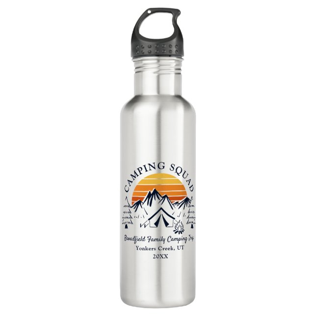 Bouteille D'eau Équipe de camping familial Retro Vacances correspo (Devant)