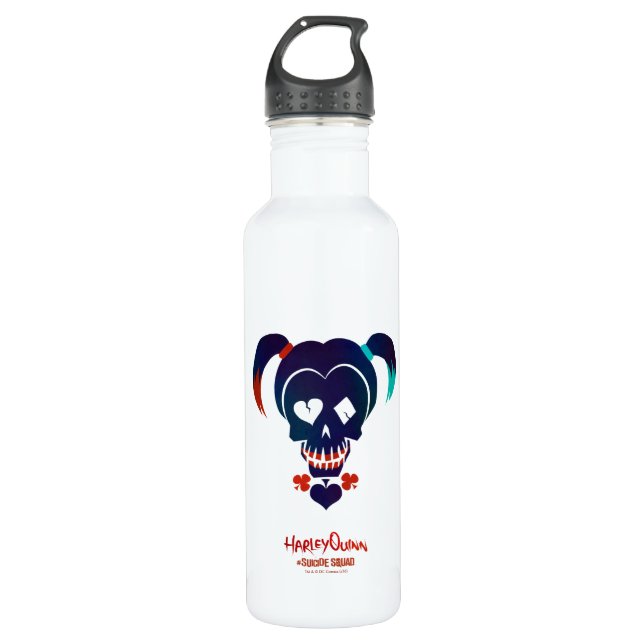 Bouteille D'eau Équipe de suicide | Harley Quinn Head Icon (Devant)
