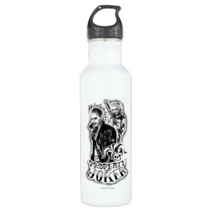 Bouteille D'eau Équipe de suicide   Joker & Harley Airbrush Tattoo