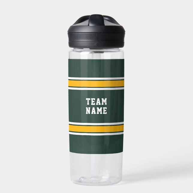 Bouteille D'eau Équipe sportive Votre nom Numéro Vert Or Blanc (Extérieur)