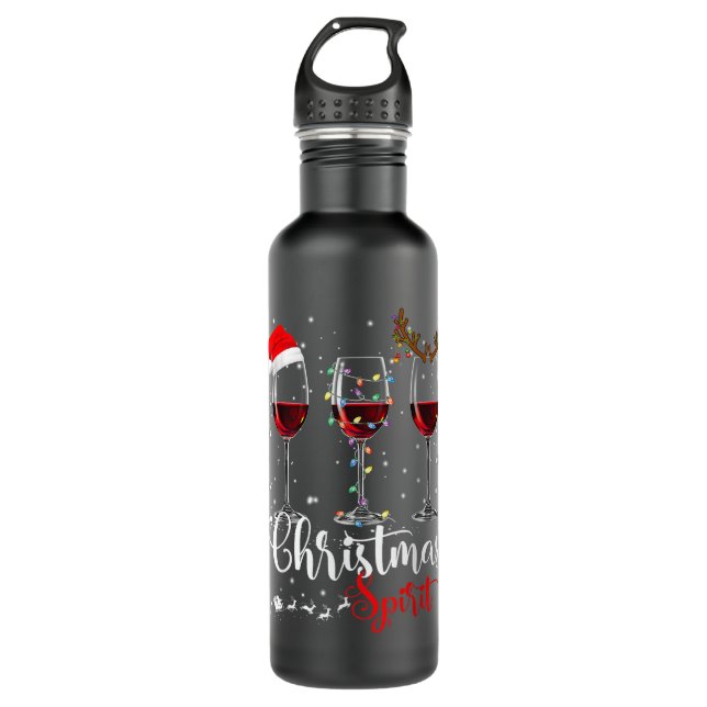 Bouteille D'eau Esprits De Noël Drôle Lunettes De Vin Noël Fêtes (Devant)