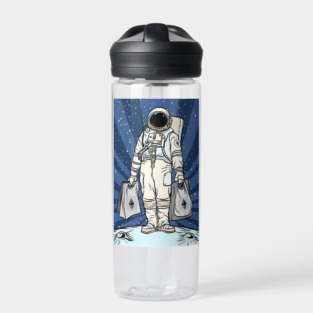 Bouteille D'eau Ethereum À La Lune ETH Space Man Merch (Extérieur)