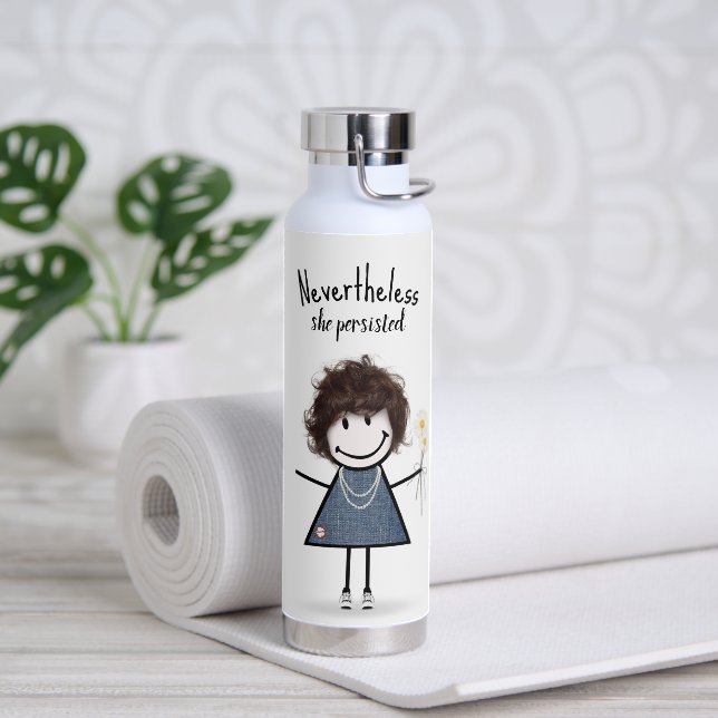 Bouteille D'eau Étiquette Figure Girl avec marguerites (Yoga)