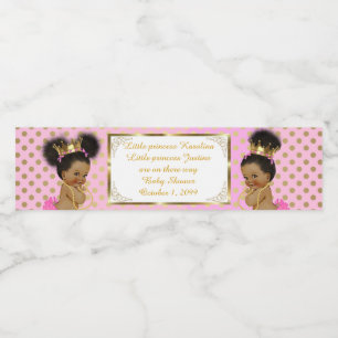 Bouteille d'eau Étiquette fille jumelle, africaine