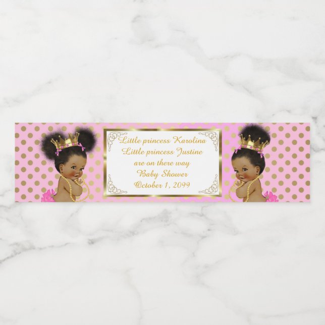 Bouteille d'eau Étiquette fille jumelle, africaine (Étiquettes simples)