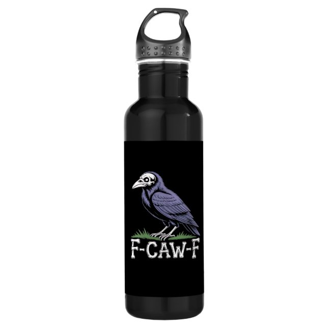 Bouteille D'eau F-Caw-F Bone Text Skull Raven - Gothic Macabre Hum (Devant)