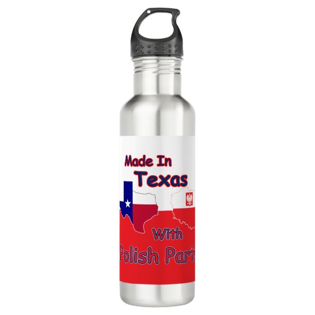 Bouteille D'eau Fabriqué Au Texas Avec Pièces Polonaises (Devant)