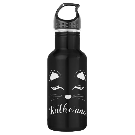 Bouteille D Eau Face De Chat Noir Et Blanc Zazzle Ca