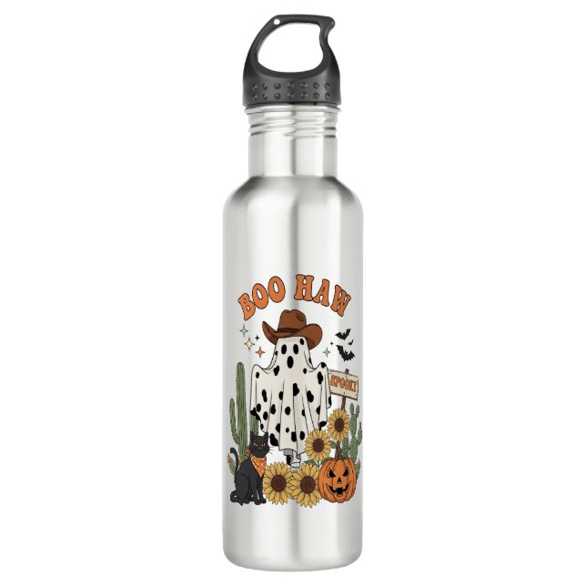 Bouteille D'eau Fantôme de vaches Occidental-Amusant Halloween (Devant)
