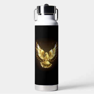 Bouteille D'eau Faux Gold Foil Peace Dove en noir