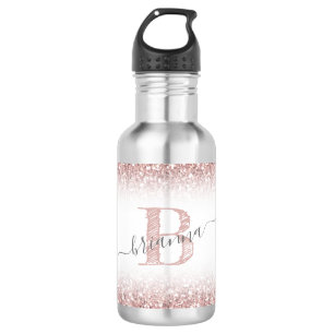 Bouteille D'eau Faux Rose Gold Rose Parties scintillant Monogramme