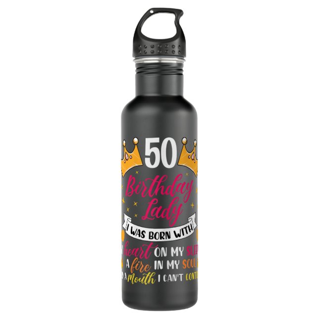 Bouteille D'eau Femme 50e anniversaire femme cadeau 50 ans femme (Devant)