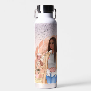 Bouteille D'eau Femme Fashionista Rose Gold Brun Cheveux