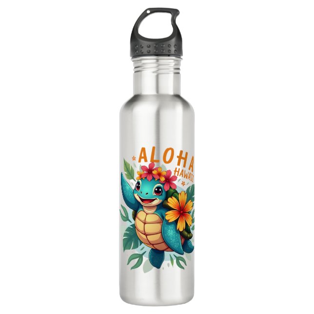 Bouteille D'eau Femme Hawaiienne-Chemise Aloha Hawaii (Devant)