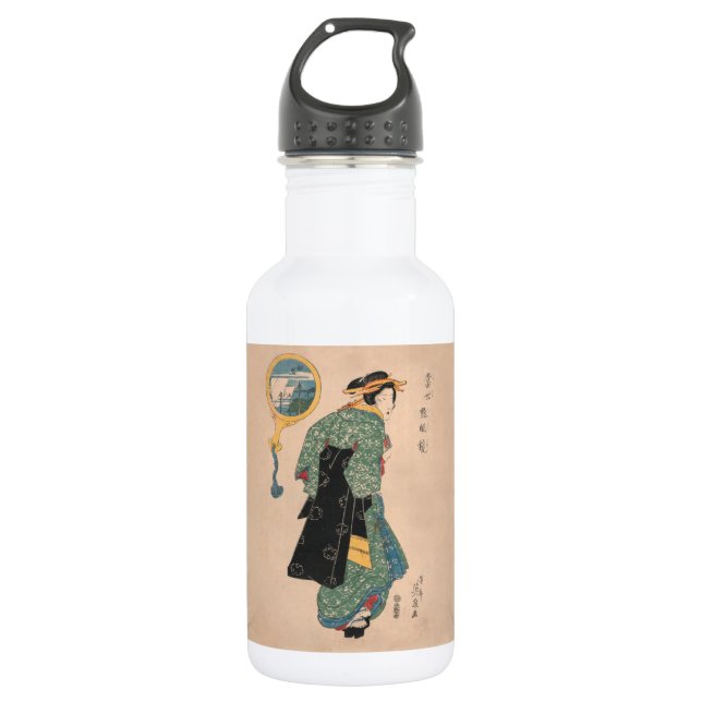 Bouteille D'eau Femme japonaise Kimono : Ukiyo-e Woodblock Imprime (Devant)