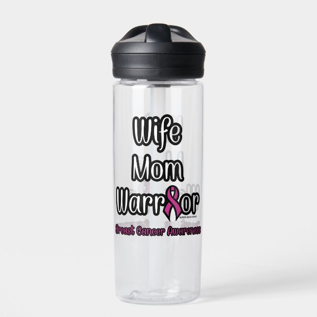 Bouteille D'eau Femme Maman guerrière...Cancer du sein (Extérieur)