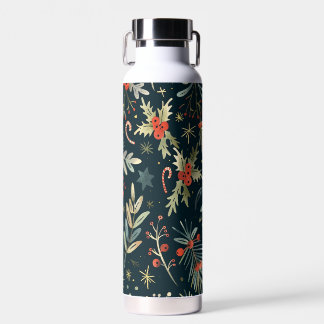 Bouteille D'eau Festive Holly & Candy Cane  Insulated Water Bottle