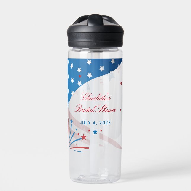 Bouteille D'eau Fête des mariées patriotique rouge blanc et bleu (Extérieur)