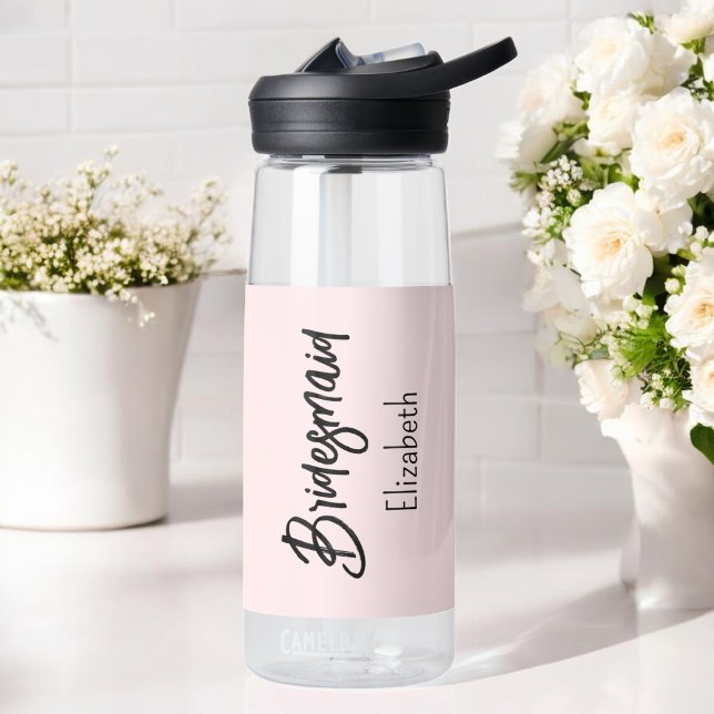 Bouteille D'eau Fête des mariées rose pâle de Bridesmaid (Créateur téléchargé)