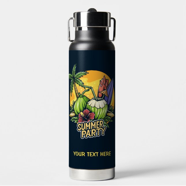 Bouteille D'eau Fête d'été Tropical Texte Personnalisé (Salle de sport)