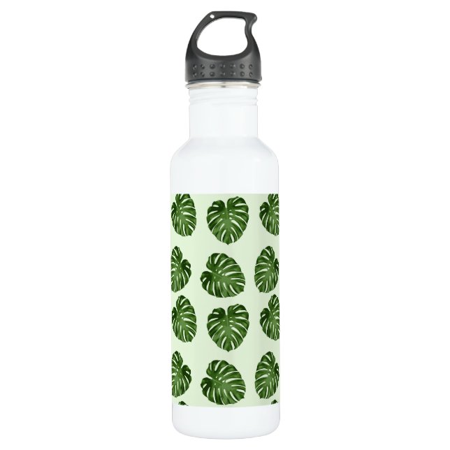 Bouteille D'eau Feuilles de palmiers, Feuilles verts, Motif tropic (Devant)
