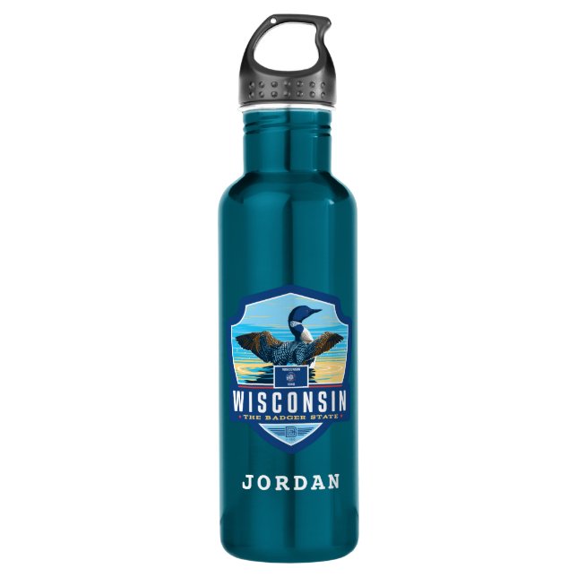 Bouteille D'eau Fierté de l'État | Wisconsin (Devant)