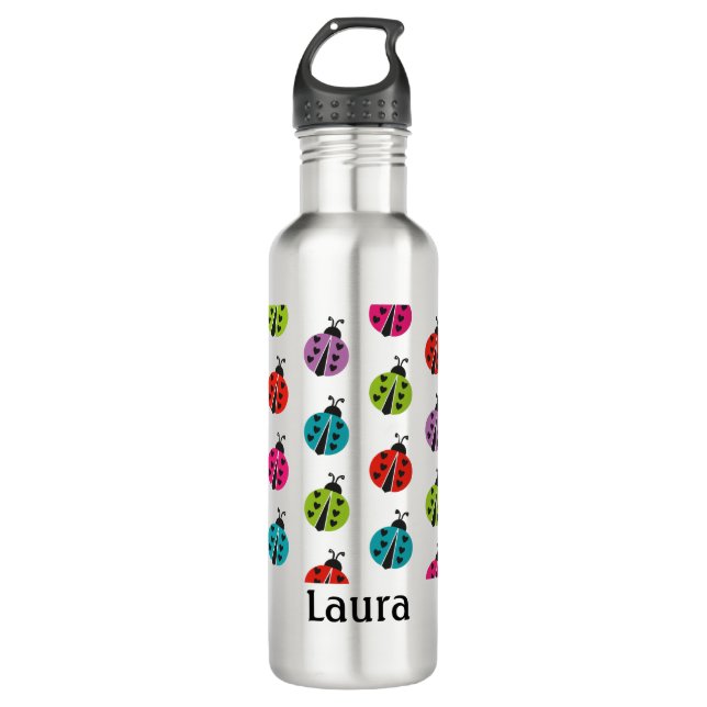 Bouteille D'eau Fille colorée Ladybug personnalisée (Devant)