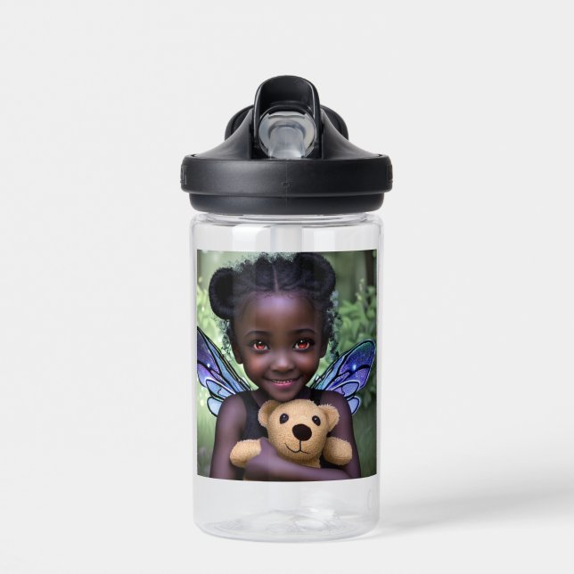 Bouteille D'eau Fille de fée personnalisée et ours en peluche (Avant)