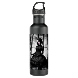 Bouteille D'eau Fille gothique Déplaisante noire et blanche