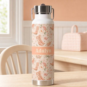 Bouteille D'eau Fille Peach Western Coquette Shabby Chic Monogramm