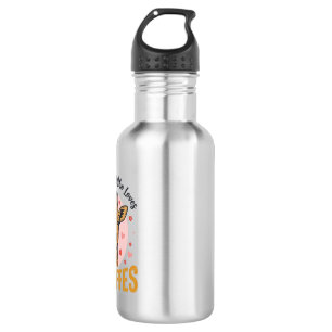 Bouteille D'eau Fille qui aime les girafes Design de gravure vinta