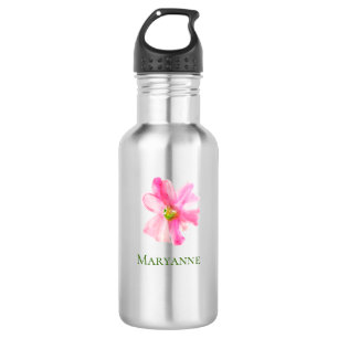 Bouteille D'eau Fille rose florale personnalisée